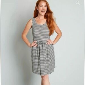 ModCloth Optimistic Effect A-line Checkered Plaid Work Sleeveless Casual dress